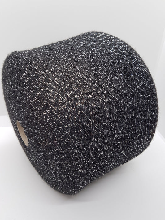 25-50-100g Wool Lurex Italian Knitting Yarn color Black&Silver N.34