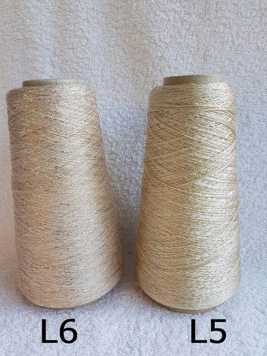 Lurex Glitter Metallic Italian Knitting Yarn for knitting-in color Beige Gold Silver L5-L6