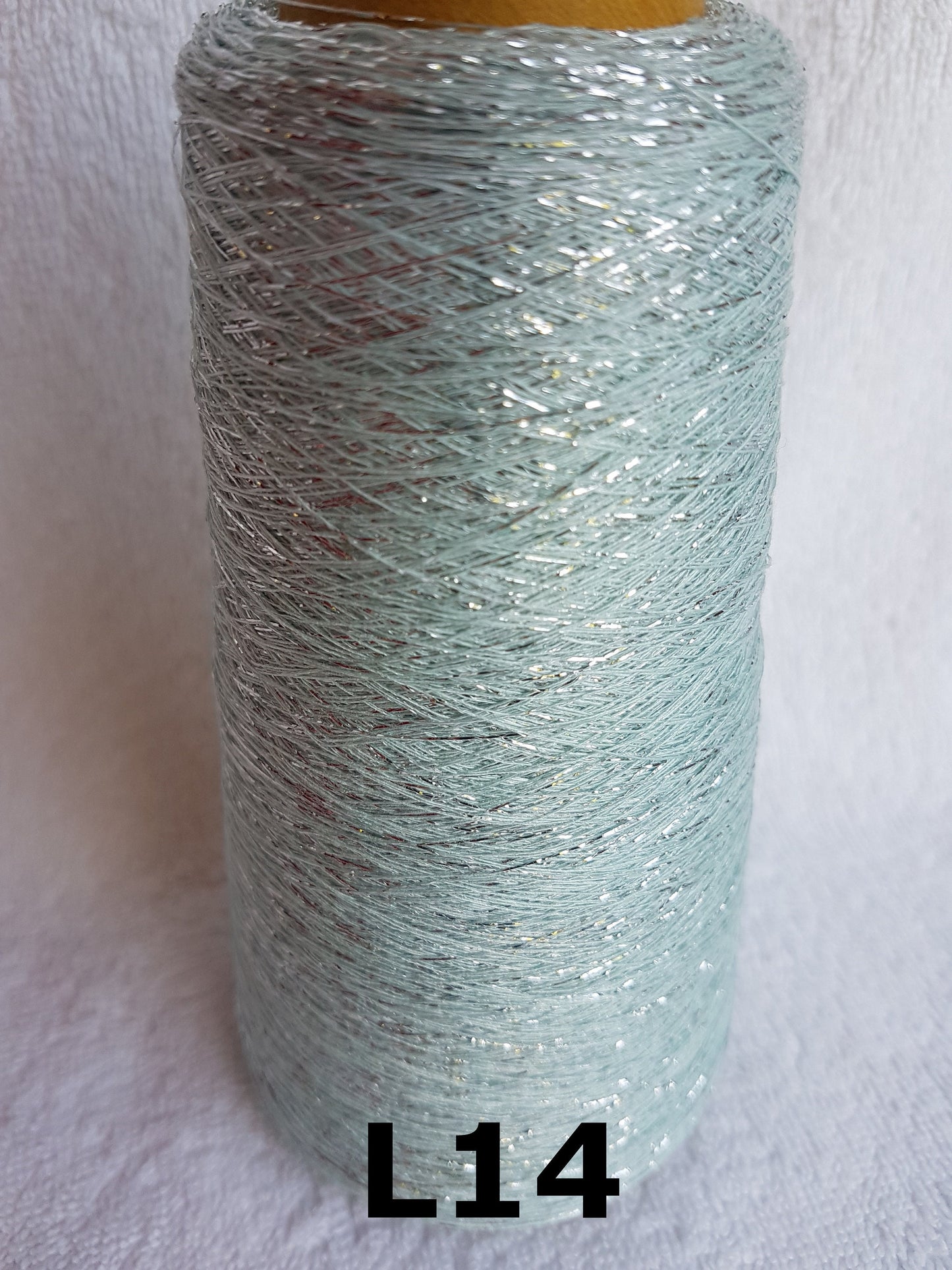 Lurex Glitter Metallic Italian Knitting Yarn for knitting-in color White Mint Tiffany Silver L14-L15