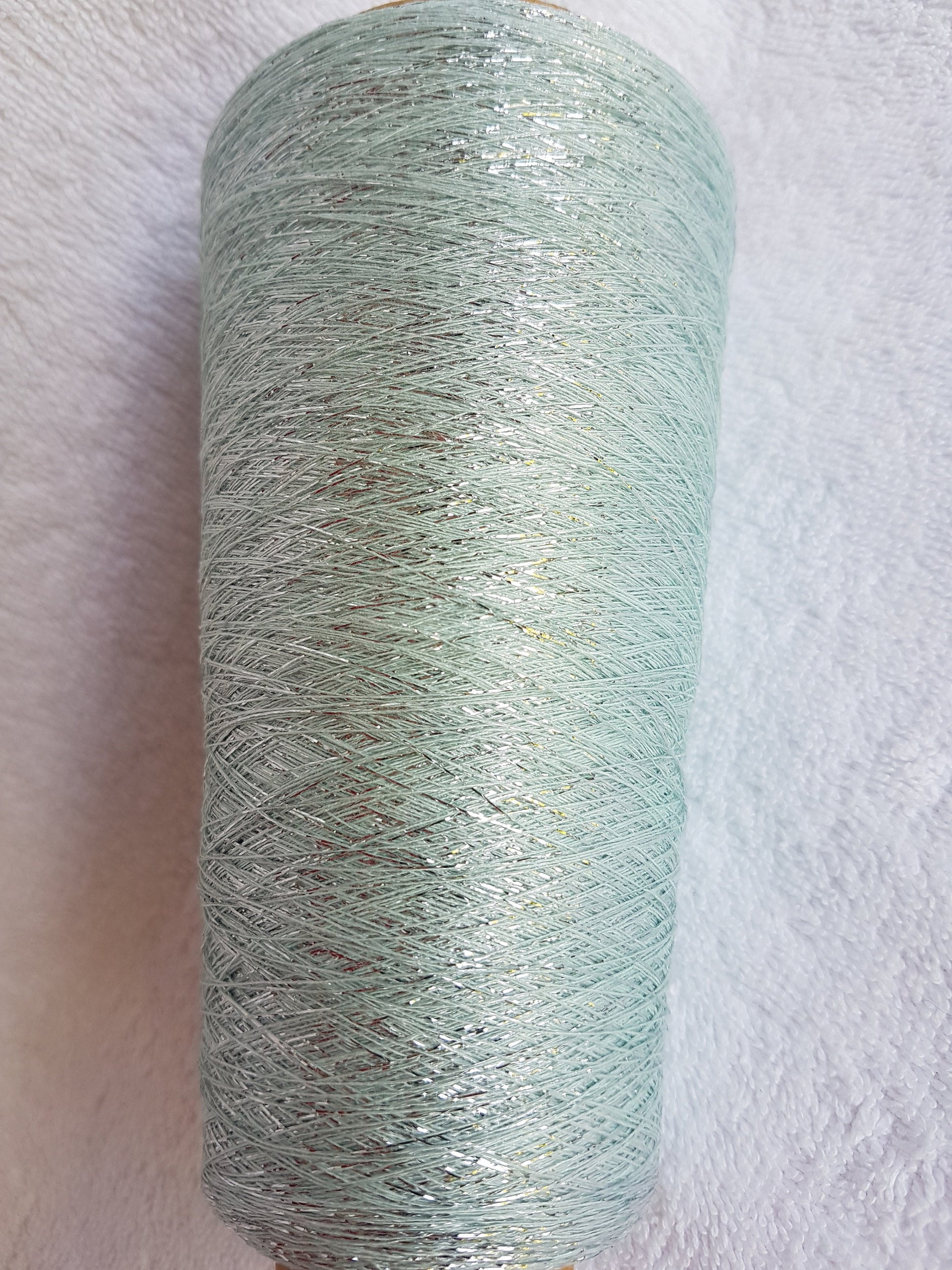 Lurex Glitter Metallic Italian Knitting Yarn for knitting-in color White Mint Tiffany Silver L14-L15